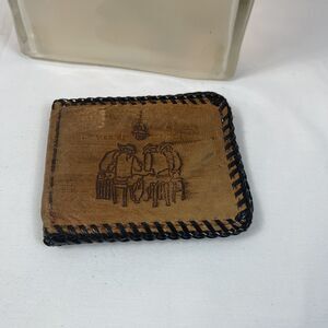 Handmade Leather Wallet Vaqueros Cowboys Playing Poker Western Saloon